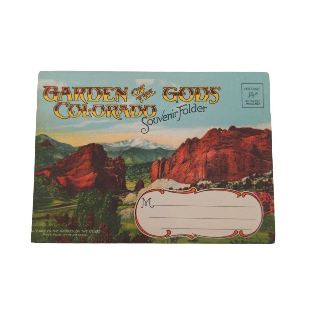Vintage Postcard Fold Out Colorado Garden of the Gods 1940s Unposted Color‎
